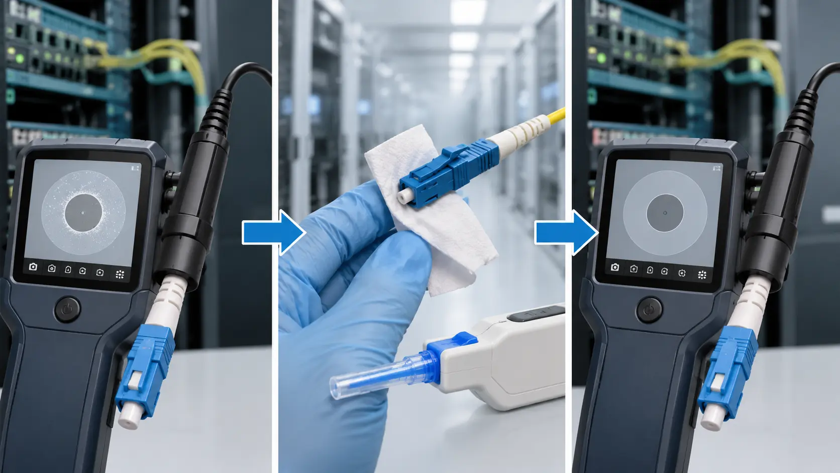 Fiber Optic Connector Cleaning Without Signal Loss