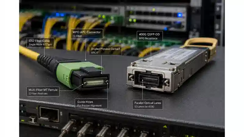 MPO APC Connector: Angled Physical Contact Applications