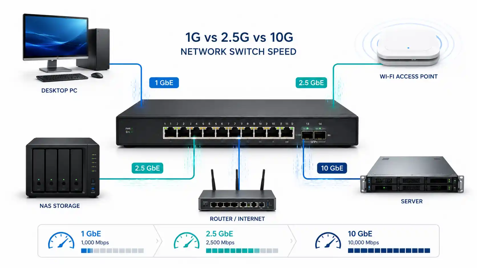 Network Switch Speed: 1G, 2.5G or 10G—What Do You Need?