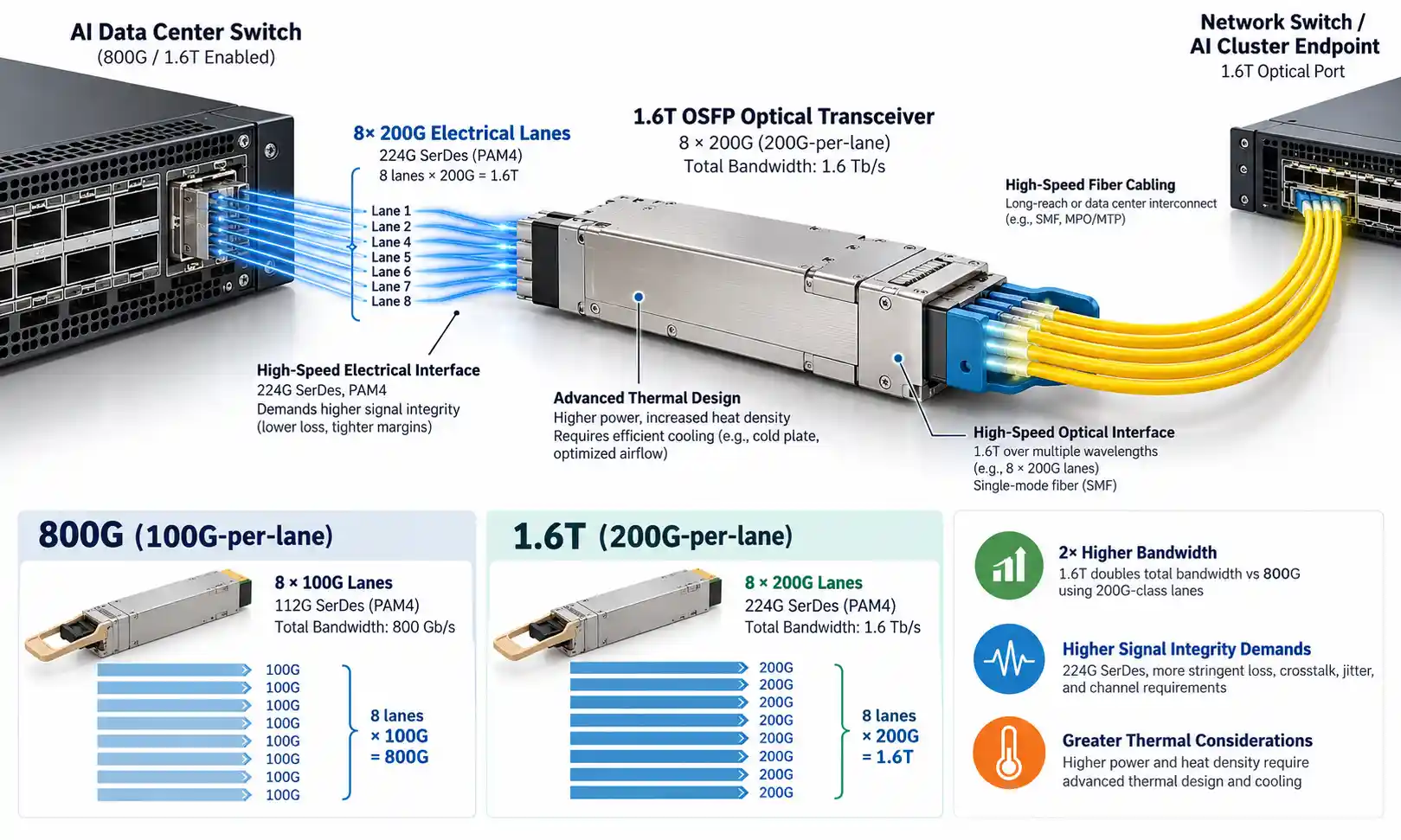 1.6T Optical Transceivers: What Changes at 200G/Lane?
