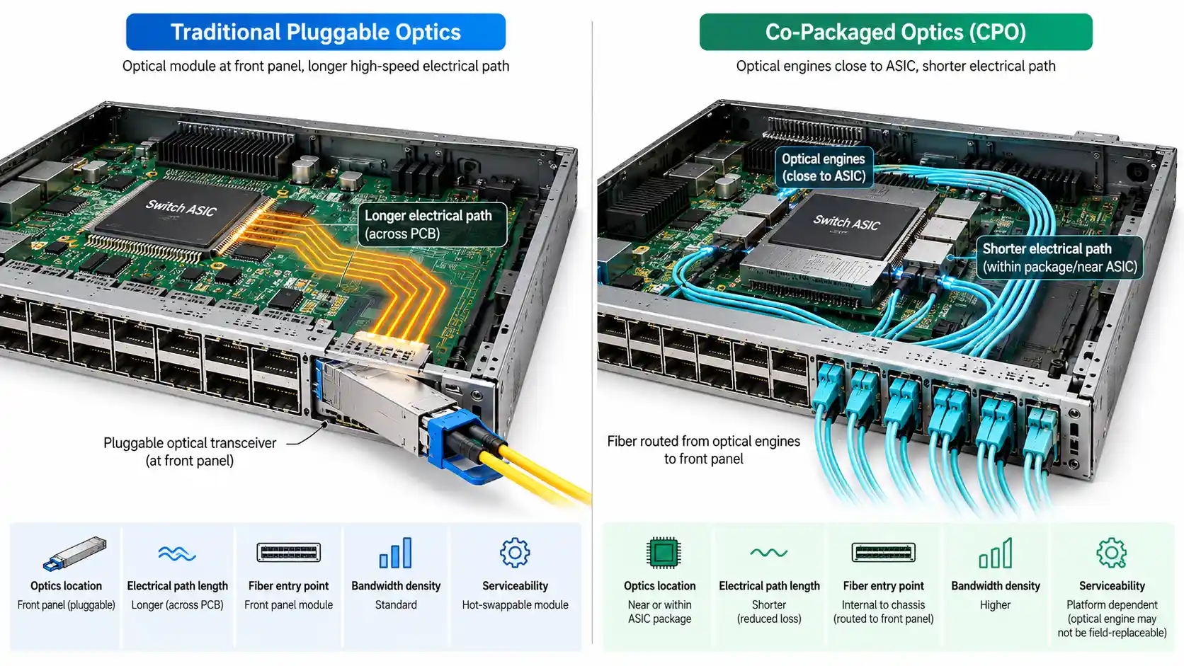 CPO vs Pluggable Optics: What Changes for AI Cabling?