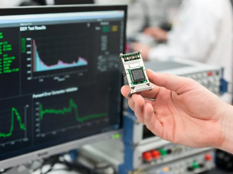 Optical transceiver laboratory testing environment showing DDM diagnostic data, BER test results, and forward error correction validation for third-party MSA compliant modules Optical transceiver laboratory testing environment showing DDM diagnostic data, BER test results, and forward error correction validation for third-party MSA compliant modules
