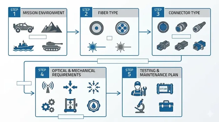 Military fiber optic cable selection process for defense applications Military fiber optic cable selection process for defense applications