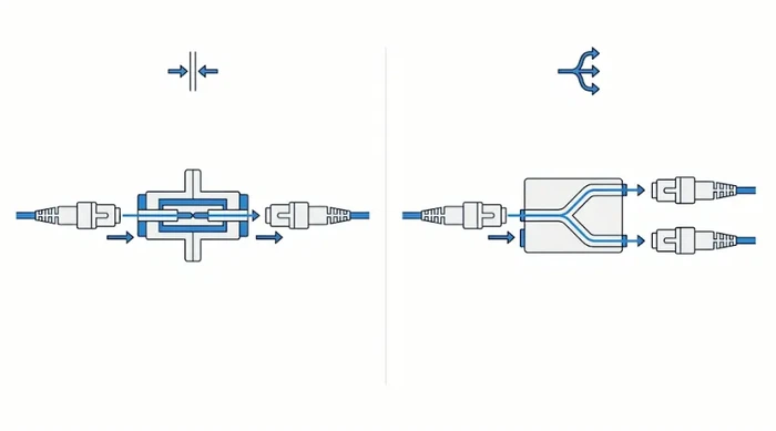 Fiber optic coupler vs fiber optic adapter comparison diagram Fiber optic coupler vs fiber optic adapter comparison diagram