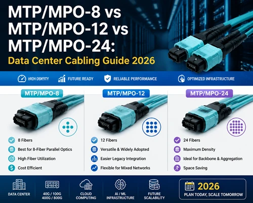 MTP/MPO-8 Vs MTP/MPO-12 Vs MTP/MPO-24: Data Center Cabling Guide 2026