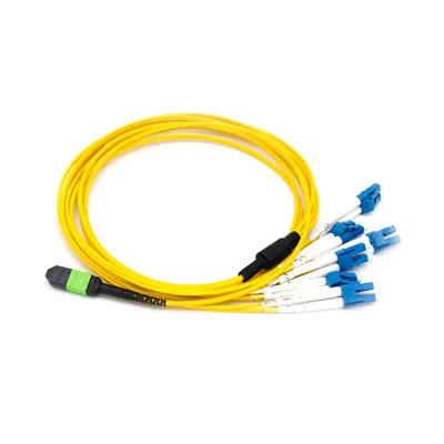 12 Strands MTP MPO Fiber Breakout Cable Singlemode Yellow Fiber Ribbon Cable